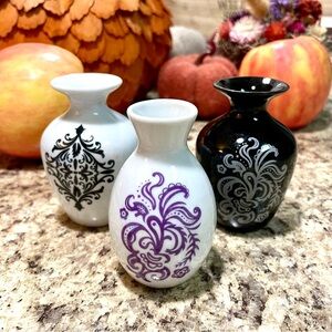 Elegant Home Accents Decorative Vase Set - White, Black, and Purple